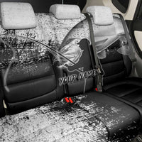 Custom Black and White King Salmon Fishing Back Car Seat Cover with Trout Fish Design Black and White Grunge Style - Wonder Print Shop