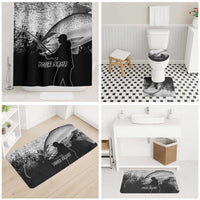 Custom Black and White King Salmon Fishing Bathroom Set with Trout Fish Design Black and White Grunge Style - Wonder Print Shop