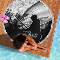 Custom Black and White King Salmon Fishing Beach Blanket with Trout Fish Design Black and White Grunge Style - Wonder Print Shop