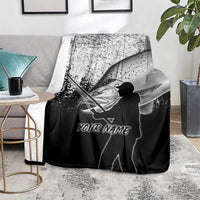 Custom Black and White King Salmon Fishing Blanket with Trout Fish Design Black and White Grunge Style - Wonder Print Shop