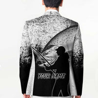 Custom Black and White King Salmon Fishing Blazer with Trout Fish Design Black and White Grunge Style - Wonder Print Shop