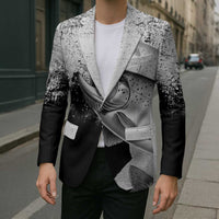 Custom Black and White King Salmon Fishing Blazer with Trout Fish Design Black and White Grunge Style - Wonder Print Shop