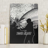 Custom Black and White King Salmon Fishing Canvas Wall Art with Trout Fish Design Black and White Grunge Style - Wonder Print Shop