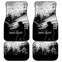 Custom Black and White King Salmon Fishing Car Mats with Trout Fish Design Black and White Grunge Style - Wonder Print Shop