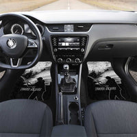 Custom Black and White King Salmon Fishing Car Mats with Trout Fish Design Black and White Grunge Style - Wonder Print Shop