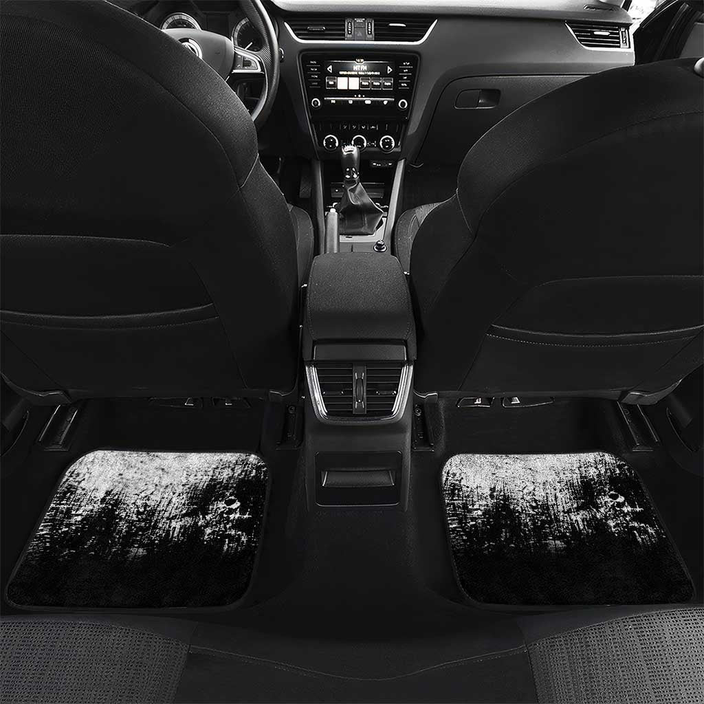 Custom Black and White King Salmon Fishing Car Mats with Trout Fish Design Black and White Grunge Style - Wonder Print Shop