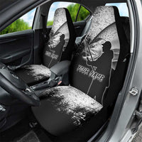 Custom Black and White King Salmon Fishing Car Seat Cover with Trout Fish Design Black and White Grunge Style - Wonder Print Shop