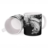 Custom Black and White King Salmon Fishing Ceramic Mug with Trout Fish Design Black and White Grunge Style - Wonder Print Shop