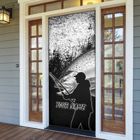 Custom Black and White King Salmon Fishing Door Cover with Trout Fish Design Black and White Grunge Style - Wonder Print Shop