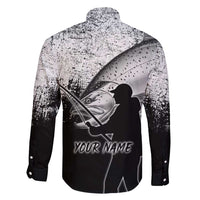 Custom Black and White King Salmon Fishing Family Matching Puletasi and Hawaiian Shirt with Trout Fish Design Black and White Grunge Style - Wonder Print Shop