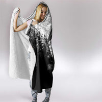 Custom Black and White King Salmon Fishing Hooded Blanket with Trout Fish Design Black and White Grunge Style - Wonder Print Shop
