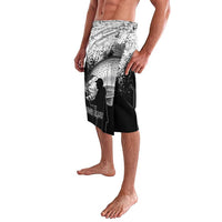 Custom Black and White King Salmon Fishing Lavalava with Trout Fish Design Black and White Grunge Style - Wonder Print Shop