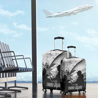 Custom Black and White King Salmon Fishing Luggage Cover with Trout Fish Design Black and White Grunge Style - Wonder Print Shop