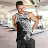 Custom Black and White King Salmon Fishing Men Tank Top with Trout Fish Design Black and White Grunge Style - Wonder Print Shop