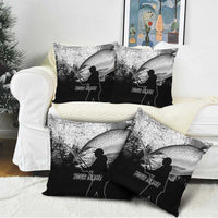 Custom Black and White King Salmon Fishing Pillow Cover with Trout Fish Design Black and White Grunge Style - Wonder Print Shop