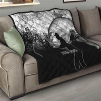 Custom Black and White King Salmon Fishing Quilt with Trout Fish Design Black and White Grunge Style - Wonder Print Shop