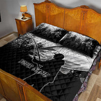 Custom Black and White King Salmon Fishing Quilt Bed Set with Trout Fish Design Black and White Grunge Style - Wonder Print Shop