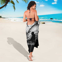 Custom Black and White King Salmon Fishing Sarong with Trout Fish Design Black and White Grunge Style - Wonder Print Shop