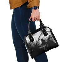 Custom Black and White King Salmon Fishing Shoulder Handbag with Trout Fish Design Black and White Grunge Style - Wonder Print Shop