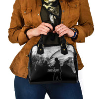 Custom Black and White King Salmon Fishing Shoulder Handbag with Trout Fish Design Black and White Grunge Style - Wonder Print Shop