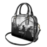Custom Black and White King Salmon Fishing Shoulder Handbag with Trout Fish Design Black and White Grunge Style - Wonder Print Shop