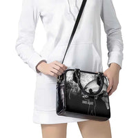 Custom Black and White King Salmon Fishing Shoulder Handbag with Trout Fish Design Black and White Grunge Style - Wonder Print Shop