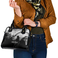 Custom Black and White King Salmon Fishing Shoulder Handbag with Trout Fish Design Black and White Grunge Style - Wonder Print Shop