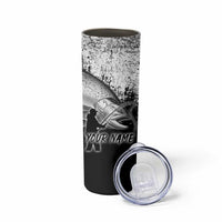 Custom Black and White King Salmon Fishing Skinny Tumbler with Trout Fish Design Black and White Grunge Style - Wonder Print Shop