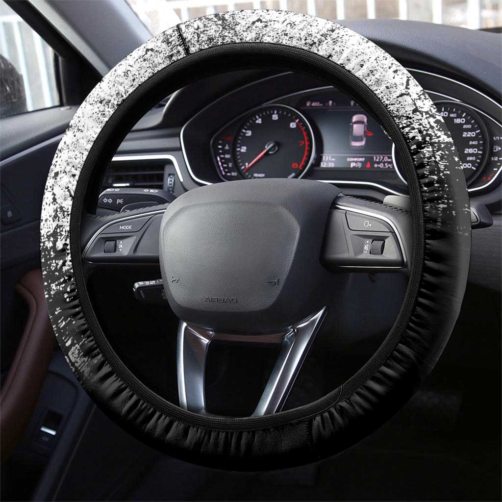 Black and White King Salmon Fishing Steering Wheel Cover with Trout Fish Design Black and White Grunge Style - Wonder Print Shop