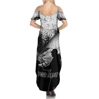 Custom Black and White King Salmon Fishing Summer Maxi Dress with Trout Fish Design Black and White Grunge Style - Wonder Print Shop