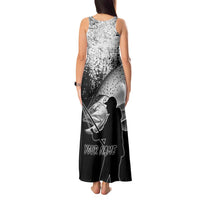 Custom Black and White King Salmon Fishing Tank Maxi Dress with Trout Fish Design Black and White Grunge Style - Wonder Print Shop