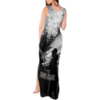 Custom Black and White King Salmon Fishing Tank Maxi Dress with Trout Fish Design Black and White Grunge Style - Wonder Print Shop