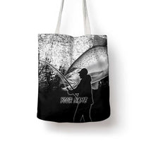 Custom Black and White King Salmon Fishing Tote Bag with Trout Fish Design Black and White Grunge Style - Wonder Print Shop