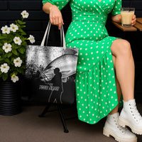 Custom Black and White King Salmon Fishing Tote Bag with Trout Fish Design Black and White Grunge Style - Wonder Print Shop