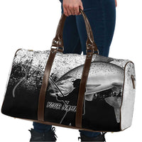 Custom Black and White King Salmon Fishing Travel Bag with Trout Fish Design Black and White Grunge Style - Wonder Print Shop