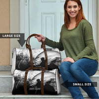 Custom Black and White King Salmon Fishing Travel Bag with Trout Fish Design Black and White Grunge Style - Wonder Print Shop