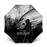 Custom Black and White King Salmon Fishing Umbrella with Trout Fish Design Black and White Grunge Style - Wonder Print Shop