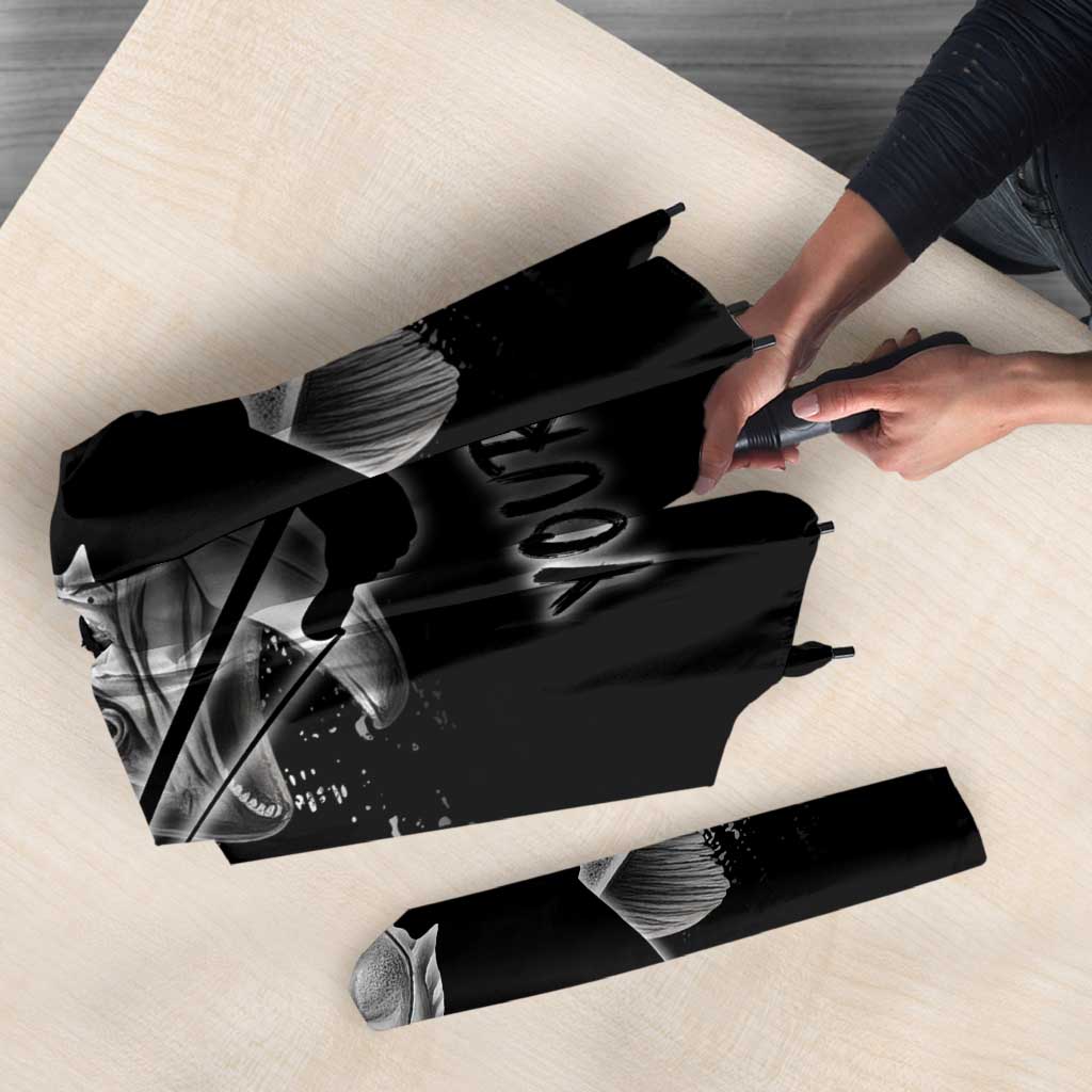 Custom Black and White King Salmon Fishing Umbrella with Trout Fish Design Black and White Grunge Style - Wonder Print Shop