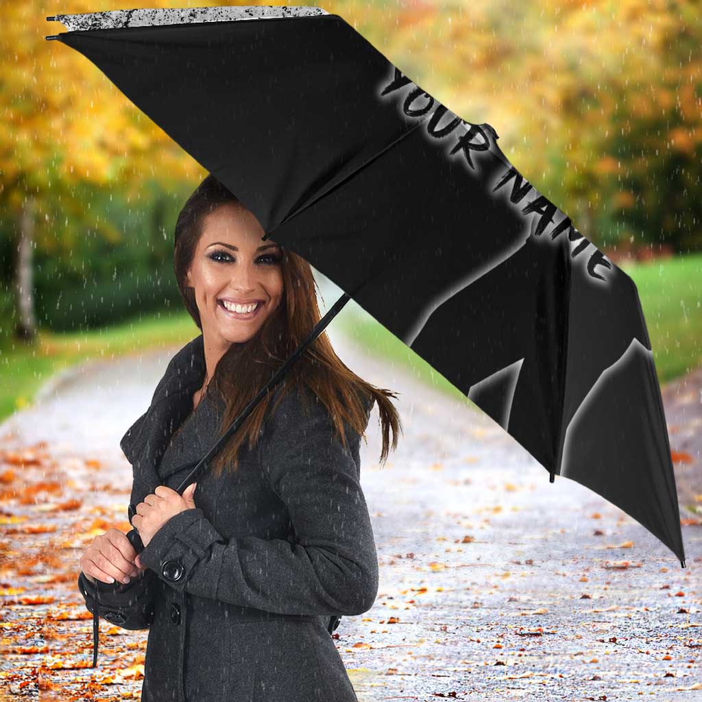 Custom Black and White King Salmon Fishing Umbrella with Trout Fish Design Black and White Grunge Style - Wonder Print Shop