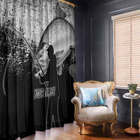 Custom Black and White King Salmon Fishing Window Curtain with Trout Fish Design Black and White Grunge Style - Wonder Print Shop