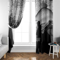 Custom Black and White King Salmon Fishing Window Curtain with Trout Fish Design Black and White Grunge Style - Wonder Print Shop