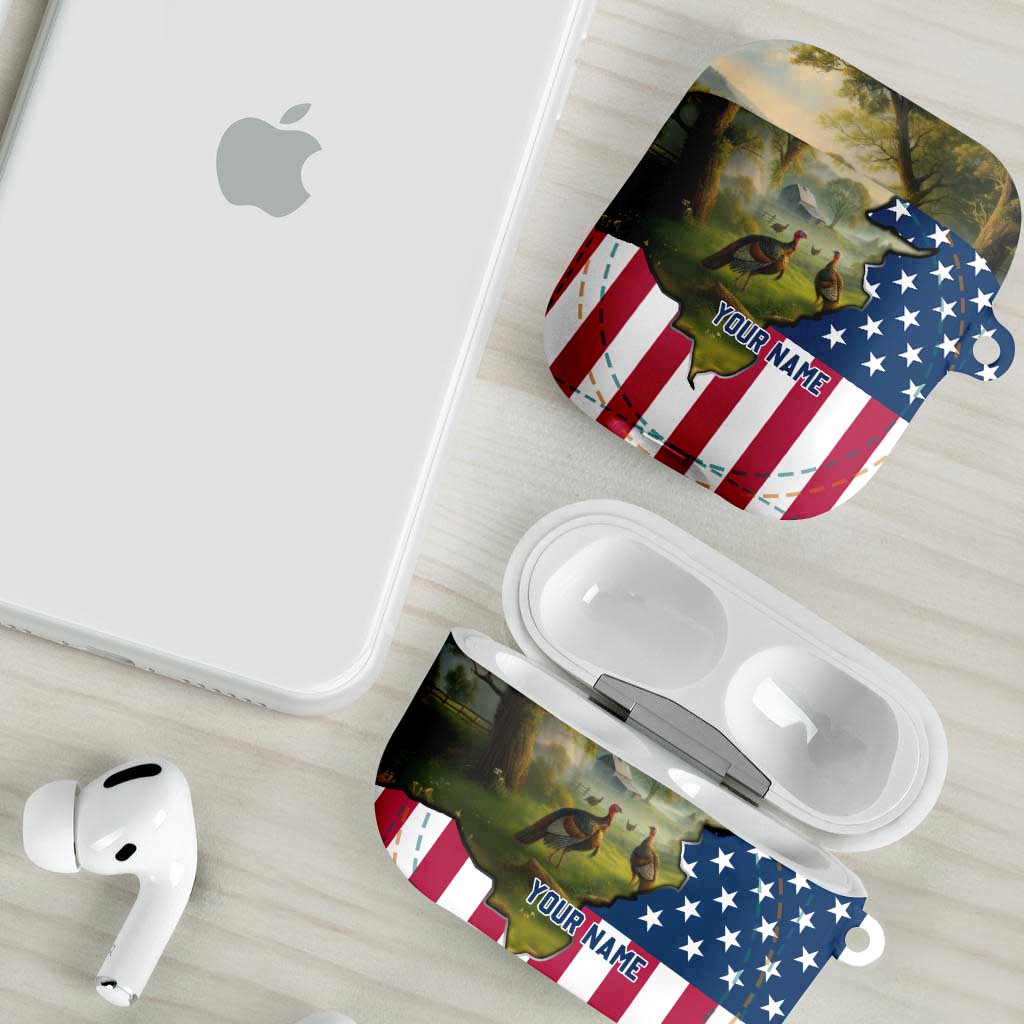 Custom American Flag Turkey Hunting AirPods Case with Illinois State Outline Country Farm Scene - Wonder Print Shop