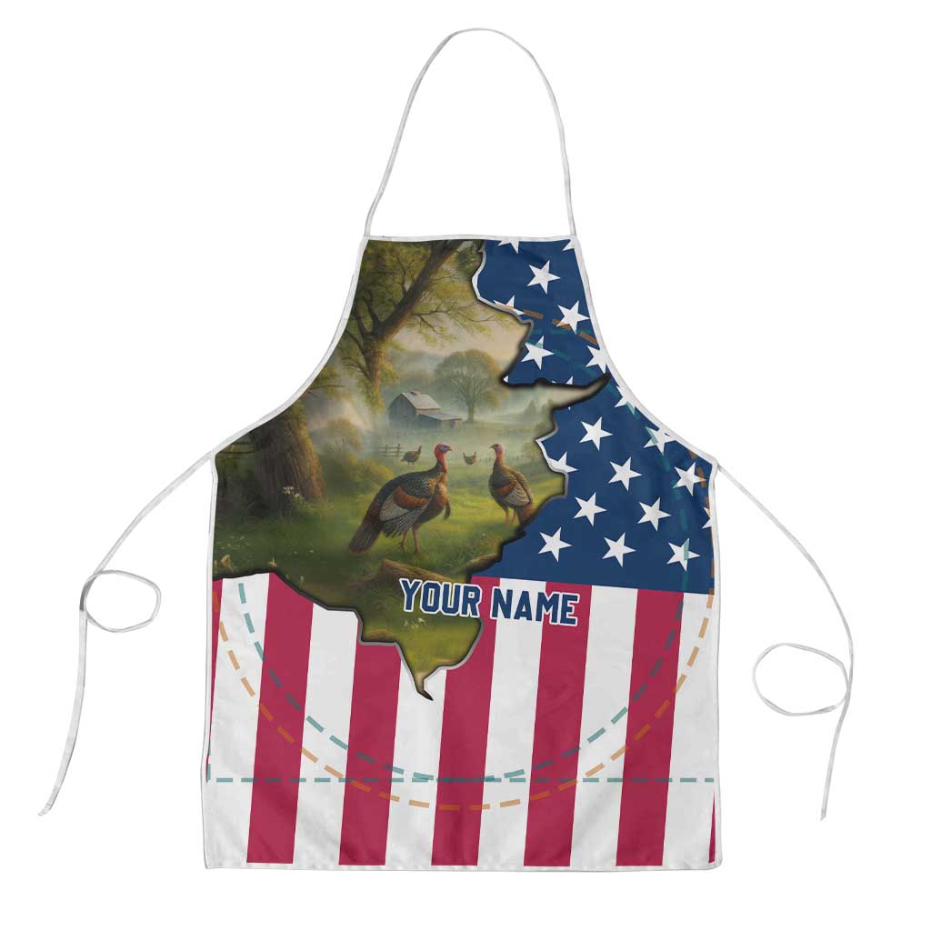 Custom American Flag Turkey Hunting Apron with Illinois State Outline Country Farm Scene - Wonder Print Shop