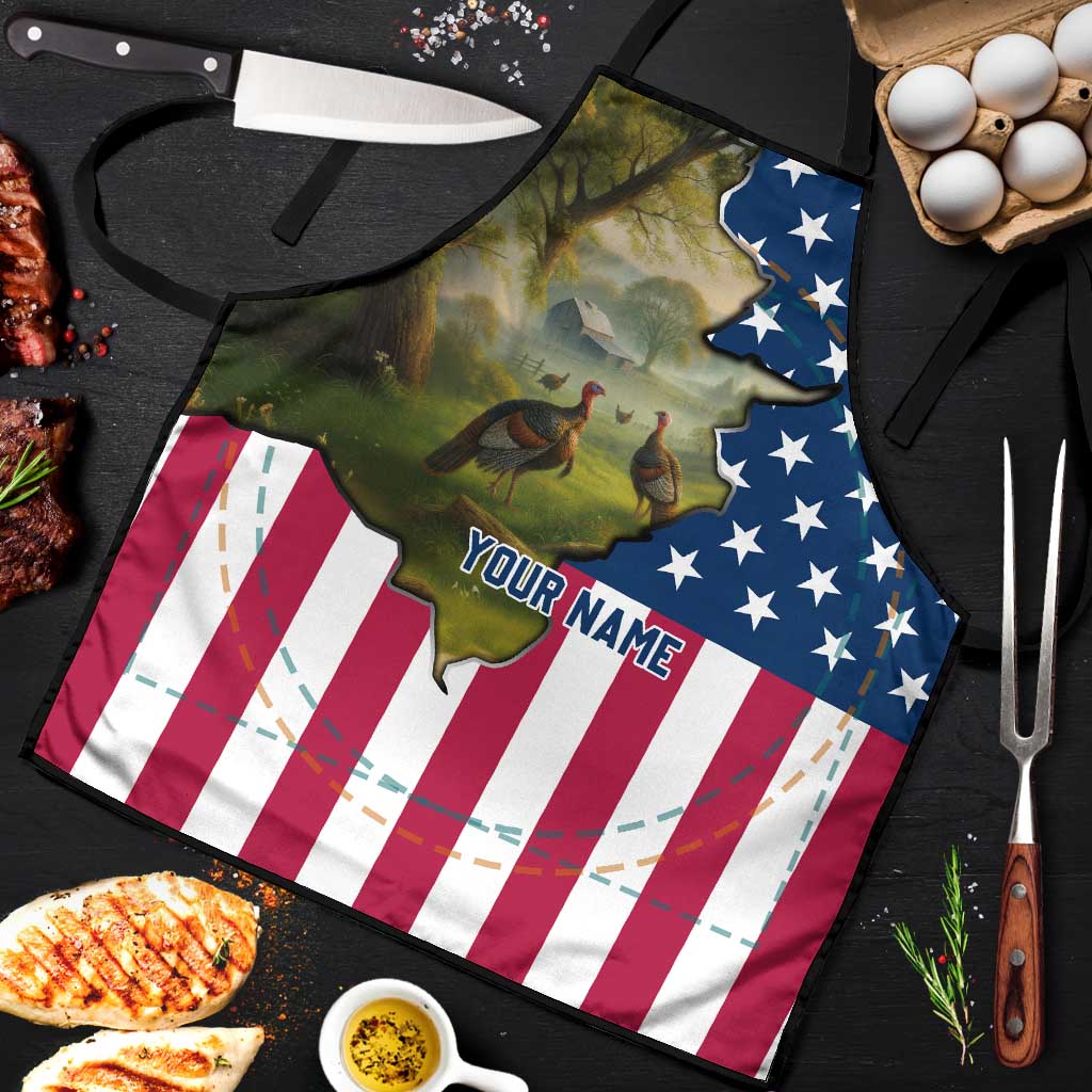 Custom American Flag Turkey Hunting Apron with Illinois State Outline Country Farm Scene - Wonder Print Shop