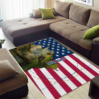 Custom American Flag Turkey Hunting Area Rug with Illinois State Outline Country Farm Scene - Wonder Print Shop