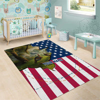 Custom American Flag Turkey Hunting Area Rug with Illinois State Outline Country Farm Scene - Wonder Print Shop