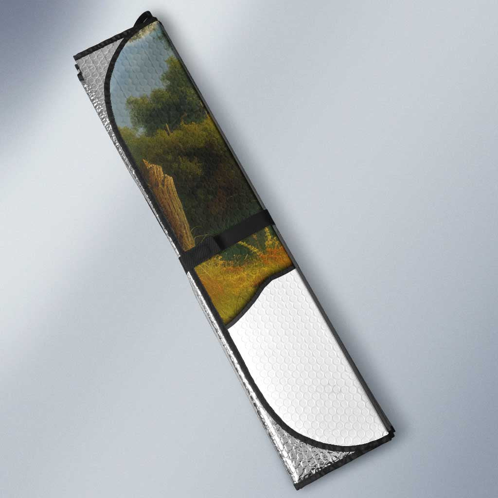 Custom American Flag Turkey Hunting Auto Sun Shade with Illinois State Outline Country Farm Scene - Wonder Print Shop