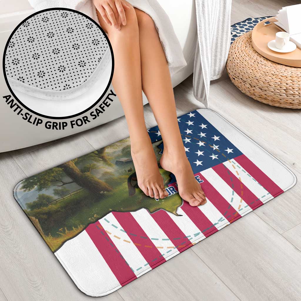 Custom American Flag Turkey Hunting Bathroom Set with Illinois State Outline Country Farm Scene - Wonder Print Shop