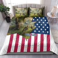 Custom American Flag Turkey Hunting Bedding Set with Illinois State Outline Country Farm Scene - Wonder Print Shop