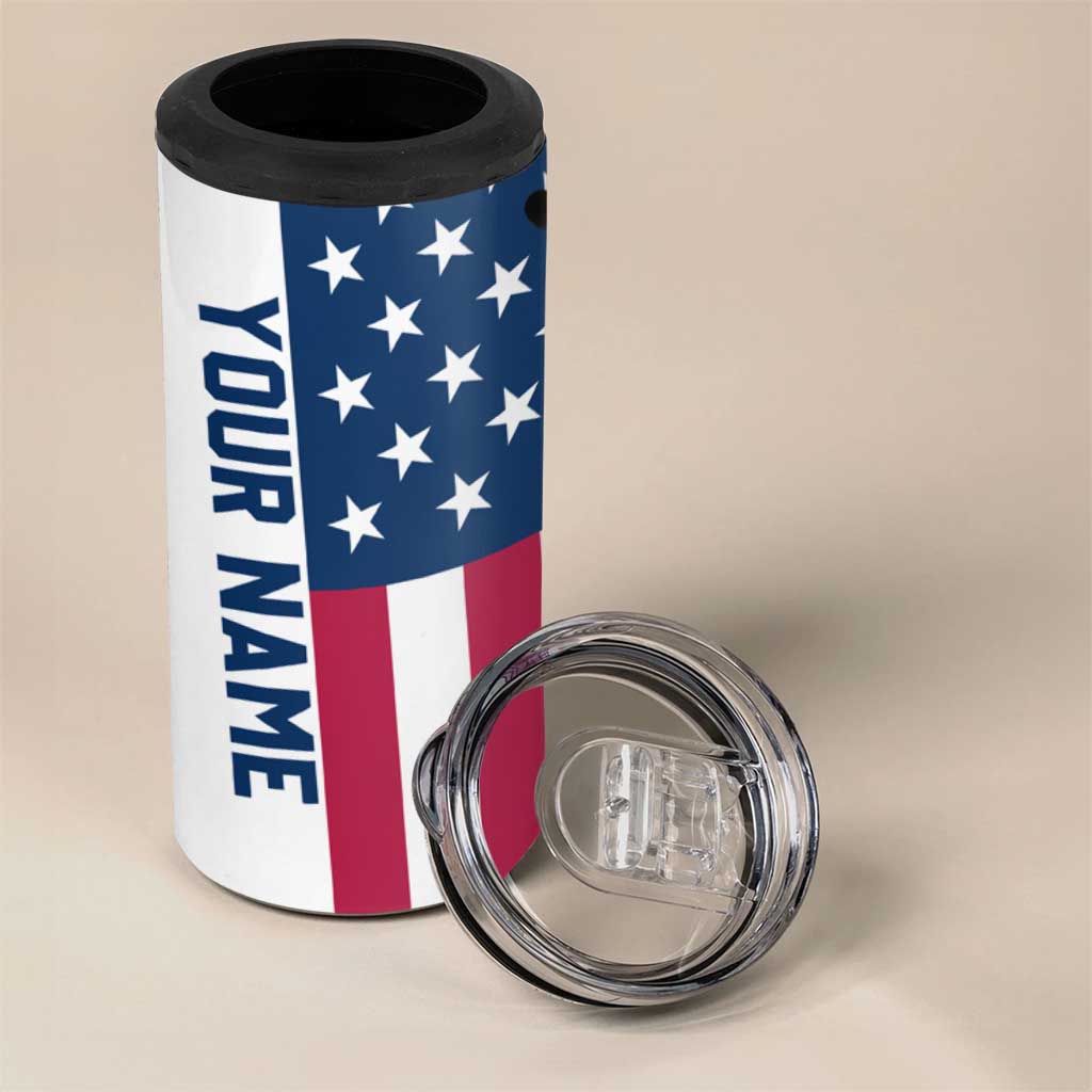 Custom American Flag Turkey Hunting 4 in 1 Can Cooler Tumbler with Illinois State Outline Country Farm Scene - Wonder Print Shop